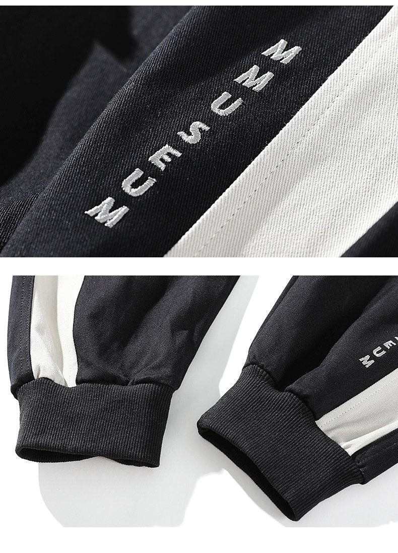 Men Hip Hop Black Cargo Pants joggers Sweatpants Multi-pocket Ribbons