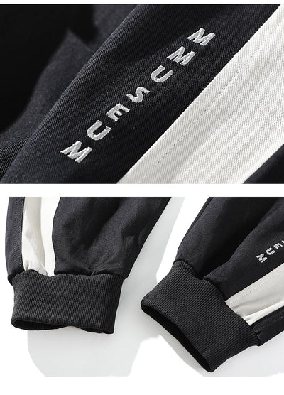 Men Hip Hop Black Cargo Pants joggers Sweatpants Multi-pocket Ribbons
